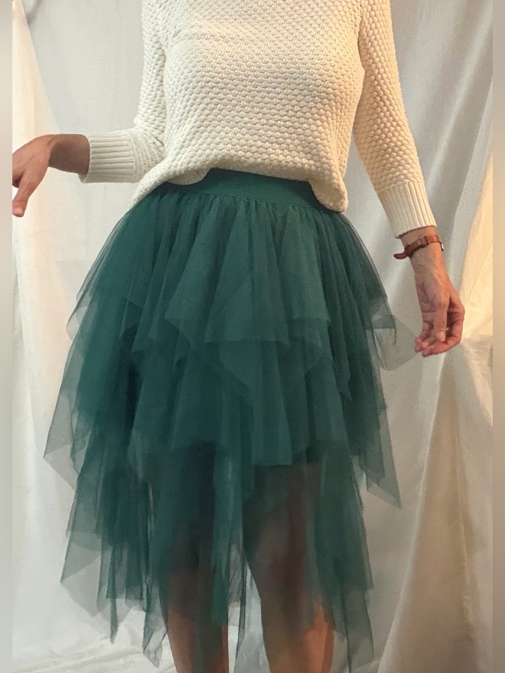 Source Unknown Teal Layered High-Low Tulle Skirt